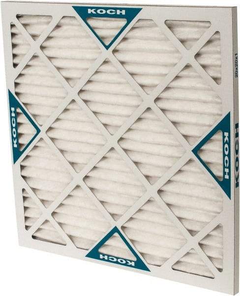 Made in USA - 20" Noml Height x 20" Noml Width x 1" Noml Depth, 80 to 85% Capture Efficiency, Wire-Backed Pleated Air Filter - MERV 13, Synthetic, Integrated Beverage Board Frame, 300 Max FPM, 840 CFM, For Any Unit - Benchmark Tooling