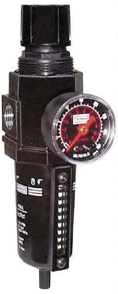ARO/Ingersoll-Rand - 1/2" NPT Port Standard 1 Piece Filter/Regulator FRL Unit - Metal Bowl, 172 SCFM, 250 Max psi, 1039" High x 2.756" Long, Manual Drain - Benchmark Tooling