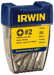 Irwin - #2, Insert Phillips Screwdriver Bit - 1/4" Drive, 1" OAL - Benchmark Tooling