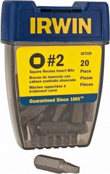 Irwin - 1/4" Drive, #2 Square Recess Screwdriver Bit - 1" OAL - Benchmark Tooling