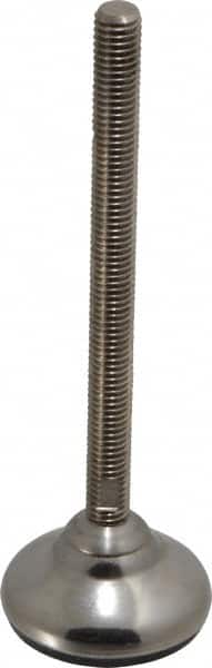 Sunnex - 1/2-13 Bolt Thread, 1.3" High Overall Hygienic Design Stud Mount Leveling Pad & Mount - 1,100 Max Lb Capacity, 2.36" Base Diam, 6" Thread Length - Benchmark Tooling