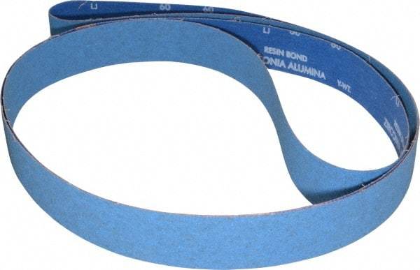 Norton - 2" Wide x 132" OAL, 60 Grit, Zirconia Alumina Abrasive Belt - Zirconia Alumina, Medium, Coated, Y Weighted Cloth Backing, Series R884P - Benchmark Tooling