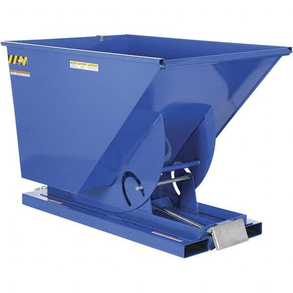 Vestil - 6,000 Lb Load Capacity, 1 1/2 Cu Yd, Steel Self-Dumping Hopper - 43-1/4" Wide x 69" Long x 52" High, Powder Coat Blue - Benchmark Tooling