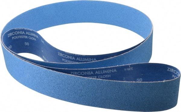 Norton - 3" Wide x 132" OAL, 50 Grit, Zirconia Alumina Abrasive Belt - Zirconia Alumina, Coarse, Coated, Y Weighted Cloth Backing, Series R824 - Benchmark Tooling