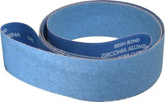 Norton - 3" Wide x 132" OAL, 60 Grit, Zirconia Alumina Abrasive Belt - Zirconia Alumina, Medium, Coated, Y Weighted Cloth Backing, Series R824 - Benchmark Tooling