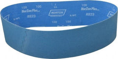 Norton - 4" Wide x 36" OAL, 100 Grit, Zirconia Alumina Abrasive Belt - Zirconia Alumina, Fine, Coated, X Weighted Cloth Backing - Benchmark Tooling