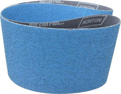 Norton - 6" Wide x 48" OAL, 36 Grit, Zirconia Alumina Abrasive Belt - Zirconia Alumina, Very Coarse, Coated, Y Weighted Cloth Backing, Dry, Series R821 - Benchmark Tooling