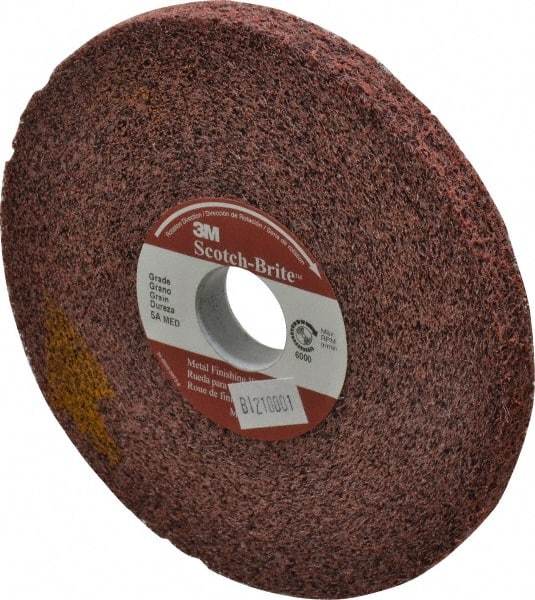 3M - 6" Diam, 1/2" Face Width, 1" Center Hole, Medium Grade, Aluminum Oxide Deburring Wheel - Convolute, Medium Density 5 Grade, 6,000 RPM - Benchmark Tooling