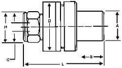 Kennametal - Straight Shank, Series DA180, Double Angle Reamer Collet Chuck - 2.88 Inch Projection, 1/64 to 3/4 Inch Collet Capacity, 6 Inch Shank Length, Through Coolant - Exact Industrial Supply