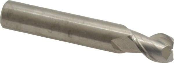 Kennametal - 1/2", 5/8" LOC, 1/2" Shank Diam, 3" OAL, 2 Flute, Solid Carbide Square End Mill - Single End, Uncoated, Spiral Flute, 45° Helix, Centercutting, Right Hand Cut, Right Hand Flute, Series AADF - Benchmark Tooling