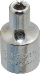 Proto - 1/8", 1/4" Drive, Standard Hand Socket - 6 Points, 7/8" OAL, Chrome Finish - Benchmark Tooling