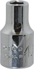 Proto - 1/4" Drive, Standard Hand Socket - 6 Points, 7/8" OAL, Chrome Finish - Benchmark Tooling