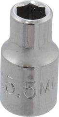 Proto - 1/4" Drive, Standard Hand Socket - 6 Points, 7/8" OAL, Chrome Finish - Benchmark Tooling
