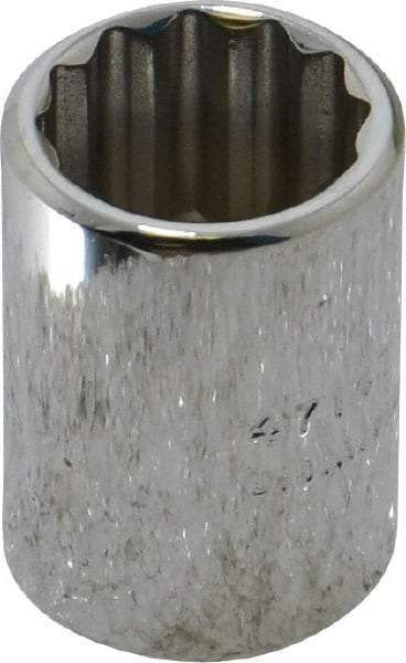 Proto - 7/16", 1/4" Drive, Standard Hand Socket - 12 Points, 7/8" OAL, Chrome Finish - Benchmark Tooling