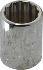 Proto - 7/16", 1/4" Drive, Standard Hand Socket - 12 Points, 7/8" OAL, Chrome Finish - Benchmark Tooling