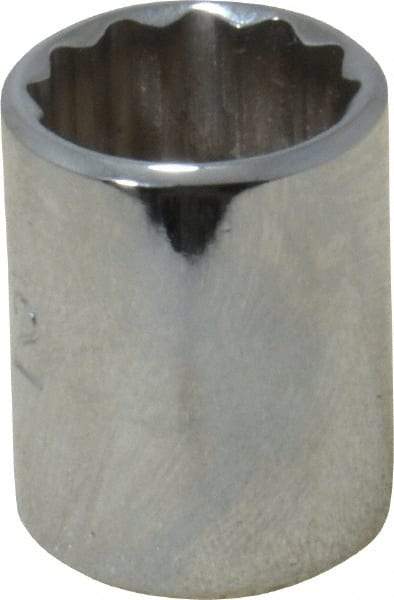 Proto - 1/2", 1/4" Drive, Standard Hand Socket - 12 Points, 7/8" OAL, Chrome Finish - Benchmark Tooling