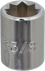 Proto - 3/8", 1/4" Drive, Standard Hand Socket - 8 Points, 7/8" OAL, Chrome Finish - Benchmark Tooling