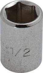 Proto - 1/2", 3/8" Drive, Standard Hand Socket - 6 Points, 1-1/8" OAL, Chrome Finish - Benchmark Tooling