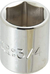 Proto - 3/4", 3/8" Drive, Standard Hand Socket - 6 Points, 1-3/16" OAL, Chrome Finish - Benchmark Tooling