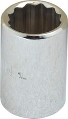 Proto - 3/8" Drive, Standard Hand Socket - 12 Points, 1-1/8" OAL, Chrome Finish - Benchmark Tooling