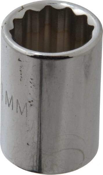 Proto - 3/8" Drive, Standard Hand Socket - 12 Points, 1-1/8" OAL, Chrome Finish - Benchmark Tooling