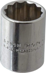 Proto - 3/8" Drive, Standard Hand Socket - 12 Points, 1-1/8" OAL, Chrome Finish - Benchmark Tooling