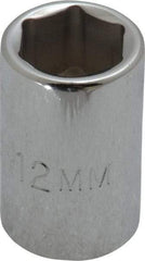 Proto - 3/8" Drive, Standard Hand Socket - 6 Points, 1-1/8" OAL, Chrome Finish - Benchmark Tooling
