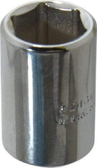 Proto - 3/8" Drive, Standard Hand Socket - 6 Points, 1-1/8" OAL, Chrome Vanadium, Chrome Finish - Benchmark Tooling