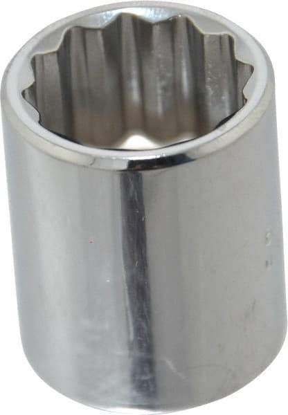 Proto - 3/8" Drive, Standard Hand Socket - 6 Points, 1-1/8" OAL, Chrome Vanadium, Chrome Finish - Benchmark Tooling