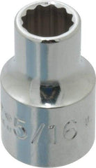 Proto - 5/16", 3/8" Drive, Standard Hand Socket - 12 Points, 1-3/32" OAL, Chrome Finish - Benchmark Tooling