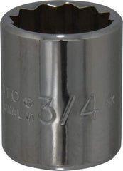 Proto - 3/4", 3/8" Drive, Standard Hand Socket - 12 Points, 1-3/16" OAL, Chrome Finish - Benchmark Tooling