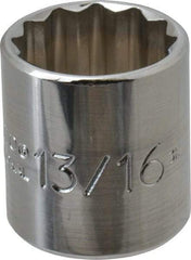 Proto - 13/16", 3/8" Drive, Standard Hand Socket - 12 Points, 1-3/16" OAL, Chrome Finish - Benchmark Tooling