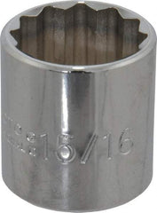 Proto - 15/16", 3/8" Drive, Standard Hand Socket - 12 Points, 1-5/16" OAL, Chrome Finish - Benchmark Tooling