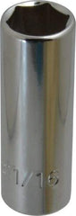 Proto - 11/16", 3/8" Drive, Deep Hand Socket - 6 Points, 2-3/4" OAL, Chrome Finish - Benchmark Tooling