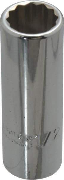 Proto - 1/2", 3/8" Drive, Deep Hand Socket - 12 Points, 2-1/8" OAL, Chrome Finish - Benchmark Tooling