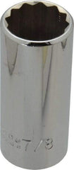 Proto - 7/8", 3/8" Drive, Deep Hand Socket - 12 Points, 2-3/4" OAL, Chrome Vanadium, Chrome Finish - Benchmark Tooling