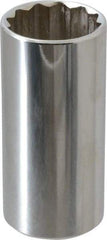 Proto - 1", 3/8" Drive, Deep Hand Socket - 12 Points, 2-3/4" OAL, Chrome Finish - Benchmark Tooling