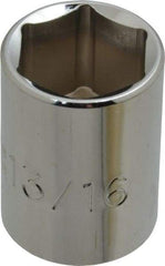 Proto - 13/16", 1/2" Drive, Standard Hand Socket - 6 Points, 1-1/2" OAL, Chrome Finish - Benchmark Tooling