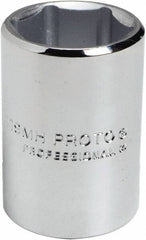 Proto - 15/16", 1/2" Drive, Standard Hand Socket - 6 Points, 1-9/16" OAL, Chrome Finish - Benchmark Tooling