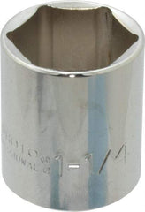 Proto - 1-1/4", 1/2" Drive, Standard Hand Socket - 6 Points, 1-55/64" OAL, Chrome Finish - Benchmark Tooling