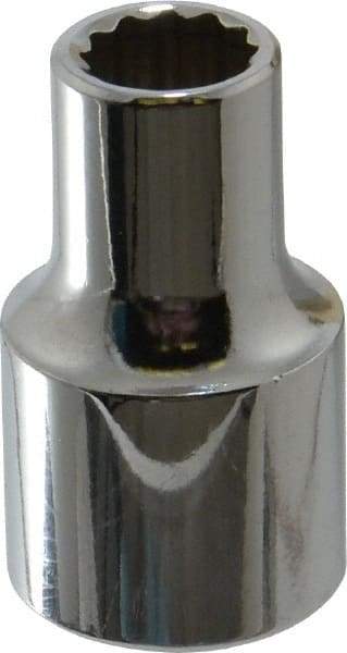 Proto - 3/8", 1/2" Drive, Standard Hand Socket - 12 Points, 1-31/64" OAL, Chrome Finish - Benchmark Tooling