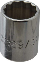 Proto - 29/32", 1/2" Drive, Standard Hand Socket - 12 Points, 1-9/16" OAL, Chrome Finish - Benchmark Tooling