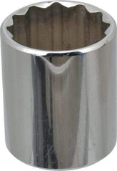 Proto - 1", 1/2" Drive, Standard Hand Socket - 12 Points, 1-9/16" OAL, Chrome Finish - Benchmark Tooling