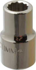 Proto - 1/2" Drive, Standard Hand Socket - 12 Points, 1-1/2" OAL, Chrome Finish - Benchmark Tooling