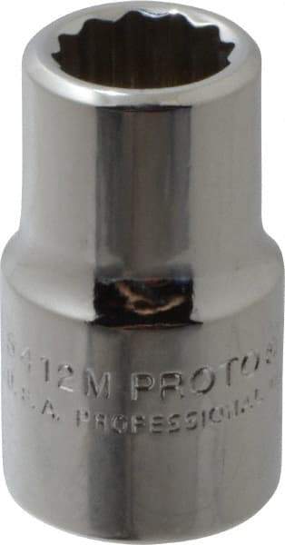 Proto - 1/2" Drive, Standard Hand Socket - 12 Points, 1-1/2" OAL, Chrome Vanadium, Chrome Finish - Benchmark Tooling