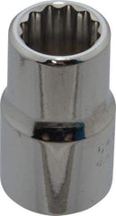 Proto - 1/2" Drive, Standard Hand Socket - 12 Points, 1-1/2" OAL, Chrome Finish - Benchmark Tooling