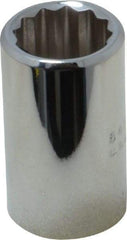 Proto - 1/2" Drive, Standard Hand Socket - 12 Points, 1-1/2" OAL, Chrome Finish - Benchmark Tooling