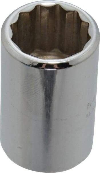 Proto - 1/2" Drive, Standard Hand Socket - 12 Points, 1-1/2" OAL, Chrome Finish - Benchmark Tooling