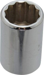 Proto - 1/2" Drive, Standard Hand Socket - 12 Points, 1-1/2" OAL, Chrome Finish - Benchmark Tooling