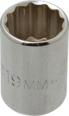 Proto - 1/2" Drive, Standard Hand Socket - 12 Points, 1-1/2" OAL, Chrome Finish - Benchmark Tooling